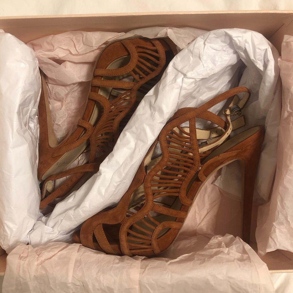 Strappy Caged Heels in Brown by Alexandre Birman